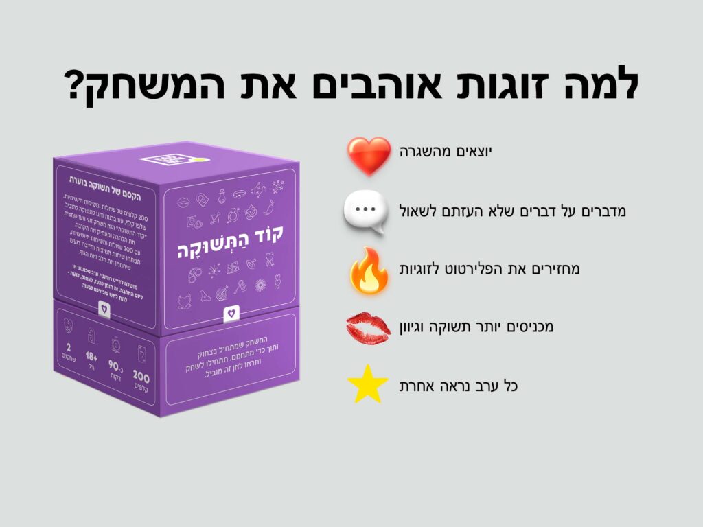 קוד התשוקה – משחק זוגי נועז עם 200 שאלות ומשימות - radhanim.co.il